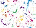 Beautiful seamless pattern of colorful ink blots and splashes. Isolated. Vector illustration Royalty Free Stock Photo