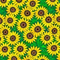 A beautiful seamless pattern consisting of a sunflower