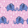 Beautiful seamless pattern enamored elephants.