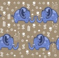 Beautiful seamless pattern enamored elephants fabric, textile