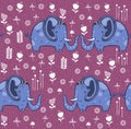 Beautiful seamless pattern enamored elephants fabric, textile