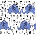 Beautiful seamless pattern enamored elephants.