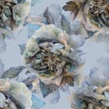 Beautiful seamless pattern with flowers of silk roses. Royalty Free Stock Photo