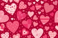 Beautiful seamless pattern with hearts in patchwork style. Valentines day. Vector print Royalty Free Stock Photo