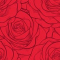 Beautiful seamless pattern in red roses with conto