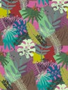 Beautiful seamless pattern with ropical jungle palm leaves and abstract texture