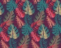 Beautiful seamless pattern with ropical jungle palm leaves.