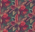 Beautiful seamless pattern with ropical jungle palm leaves.