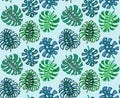 Beautiful seamless pattern with ropical jungle palm leaves.