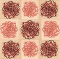 Seamless patterns with decorative squares and flowers Royalty Free Stock Photo