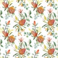 Watercolor australian banksia floral pattern