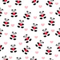 beautiful seamless pattern of white with bears teddy bears pandas with hearts