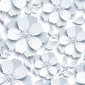 Beautiful seamless pattern with white-grey sakura Royalty Free Stock Photo