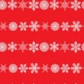 Beautiful seamless pattern. White snowflakes on a red background. Merry Christmas and Happy new year Royalty Free Stock Photo