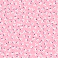 Beautiful seamless patterns, small white flower design placed randomly distributed on a pink background