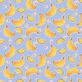 Beautiful seamless Summer Vacation Seamless pattern. Summer fruit, Lemon ,banana, Cherries vector hand drawn style