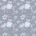 Beautiful, seamless, tileable pattern with watercolor flower , bouquets, leaves, flowers blossoms. Vintage background.