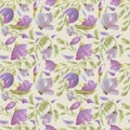 Beautiful, seamless, tileable pattern with watercolor flower , bouquets, leaves, flowers blossoms. Vintage background.