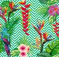 Beautiful seamless tropical jungle floral pattern background