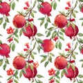 Pomegranate fruit vector pattern