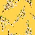 Watercolor vector willow tree pattern