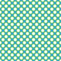 Beautiful Seamless white polka dots with green border pattern on aqua blue background Royalty Free Stock Photo