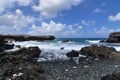 Beautiful Seascape of Aruba`s Black Pebble Beach in Aruba