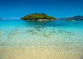 Beautiful seascape. Beach on coast of Ionian Sea in Albania.