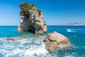 Beautiful seascape. Beach on coast of Ionian Sea in Albania.