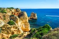 Beautiful seascape and beach Dona Ana in Lagos Royalty Free Stock Photo