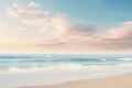 Beautiful seascape in bright tones. Sand beach of ocean coastline. Tropical summer landscape. Generative AI