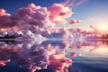 Beautiful seascape. Dramatic sky and clouds reflected in water Royalty Free Stock Photo