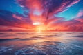 Beautiful seascape. Dramatic sunset over the sea, AI Generated Royalty Free Stock Photo