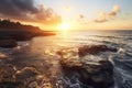 Beautiful seascape,  Dramatic sunset over the sea Royalty Free Stock Photo