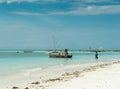 Beautiful seascape with fishing boats near african coast Royalty Free Stock Photo