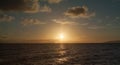 Beautiful Seascape, Orange Clouds in the Sky, Sunset