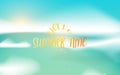 Beautiful seascape panorama. Blue ocean and sky background. Hello, summertime. Vector illustration Royalty Free Stock Photo