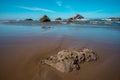 Seascape of rock stacks and beach view in oregon coastline