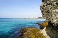 Beautiful seascape. Rocky shore. Azure sea. The sea merges with the sea