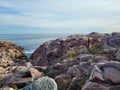 Beautiful seascape from the rocky shore. Cape Breton Highlands, Nova Scotia, Canada. Royalty Free Stock Photo