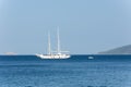 Beautiful seascape. Sailing yacht in the blue sea.