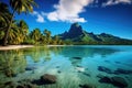 Beautiful seascape at Seychelles - nature background, Bora Bora landscape