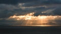 Beautiful seascape splitting rays cloudy clouds sun light