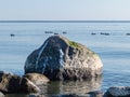 Beautiful seascape with stones, calm autumn day