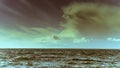 Beautiful seascape storm sea horizon and sky. Royalty Free Stock Photo