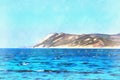 Beautiful seascape at summer day colorful painting looks like picture. Royalty Free Stock Photo