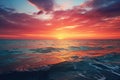 Beautiful seascape. Sunset over the sea. 3d render, AI Generated