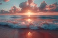 Beautiful seascape. Sunset over the sea Generative AI Royalty Free Stock Photo