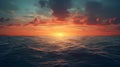 Beautiful seascape with sunset over the sea, Generative AI illustrations Royalty Free Stock Photo