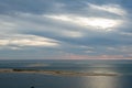 Beautiful seascape at sunset seen from dune at Pilat. France Royalty Free Stock Photo